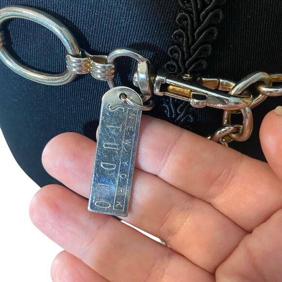 Vintage Studio NY Silver Chain Link Belt Oval Statement Adjustable Y2K Korea - Picture 7 of 8